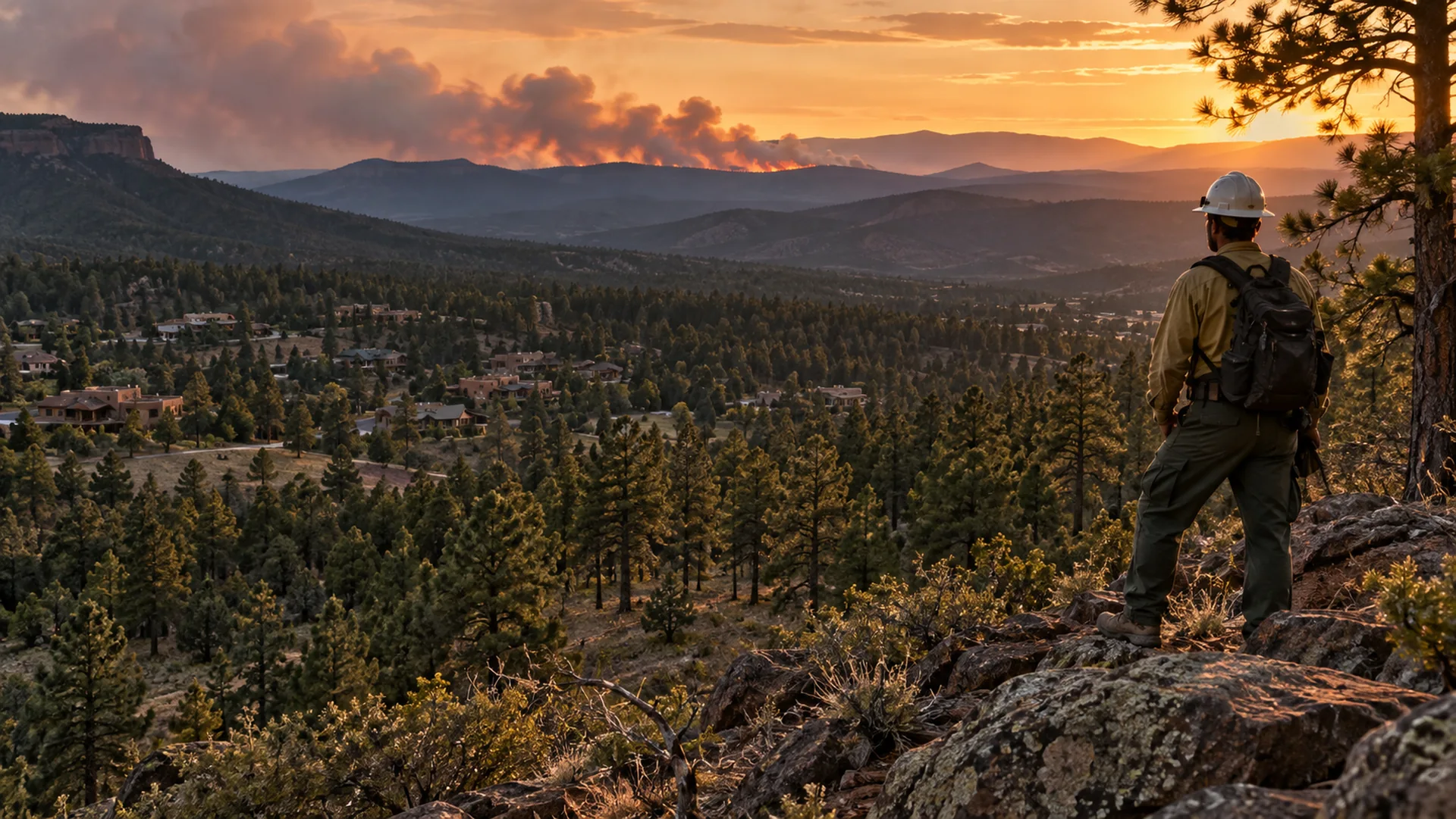 Wooded New Mexico landscape at the edge of a community